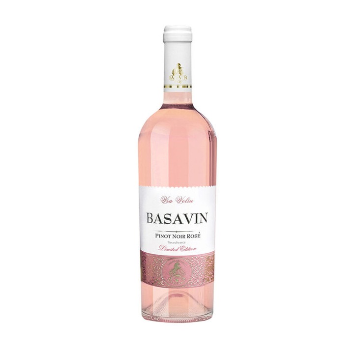 Vin rose demisec Basavin, Pinot Noir, 0, 75 L, culoare roz