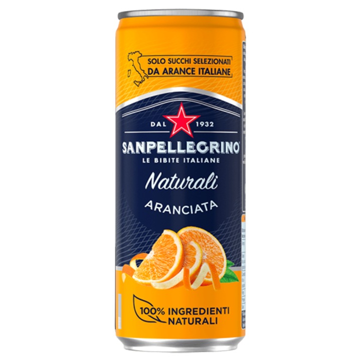 San Pellegrino Aranciata, băutură carbogazoasă, aromă de portocale, 330ml