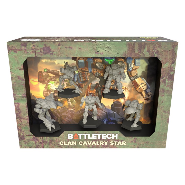Joc de societate, Catalyst Game Labs, BattleTech: ForcePack - Clan Cavalry Star, 5 BattleMechs, detalii premium, multicolor