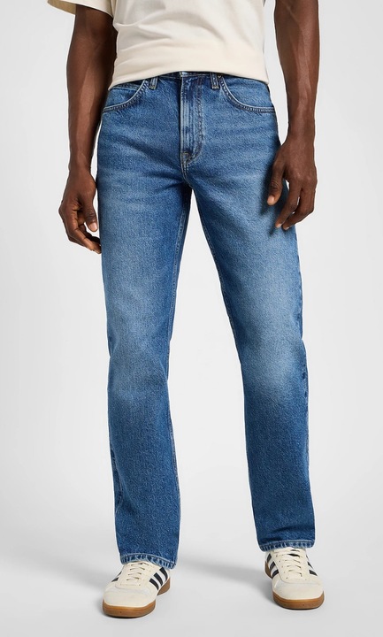 Blugi barbatesti Lee Brooklyn Groundwater, bumbac/lyocell/elastan, albastru