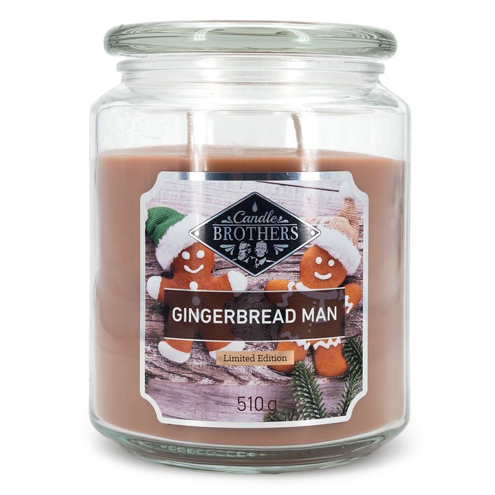 Lumanare parfumata Candle Brothers, Gingerbread Man, miros de brad, 300g