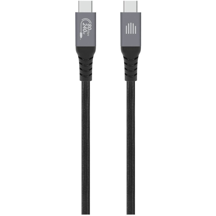 Cablu USB4 impletit, Dviced, 1m, 8K, negru