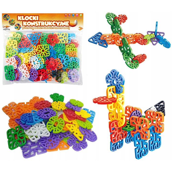 Építőkészlet, TRIFOX, 82 elemes, többszínű
