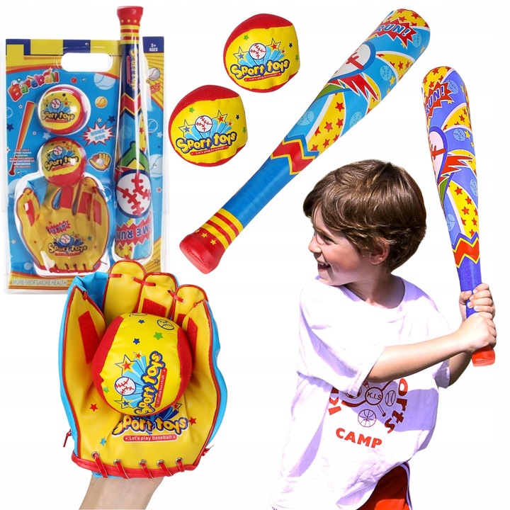 Gyermek baseball készlet, Import ProNice, kesztyűt és 2 labdát tartalmaz, 46.5x27cm, többszínű