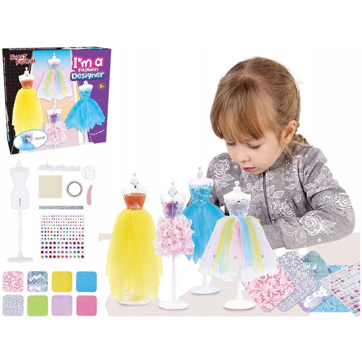 Set designer de moda cu manechin, 22.5x22x8.5cm, multicolor