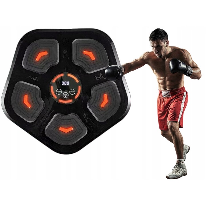 Aparat de antrenament box, cu efecte luminoase si muzica, 40.7x37.7cm, negru