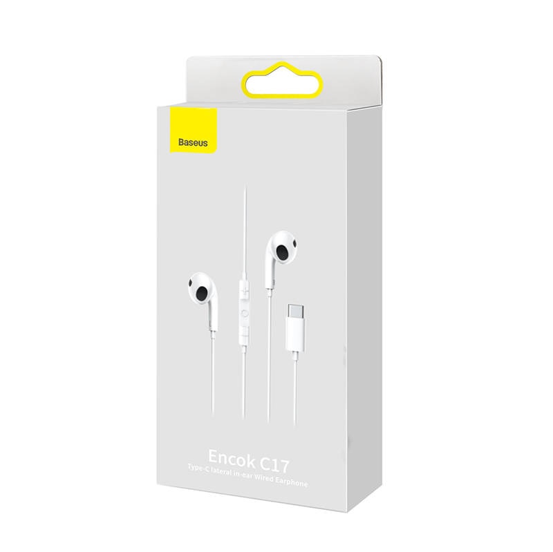 Casti cu fir Baseus Encok C17, USB-C, 1.1m, alb