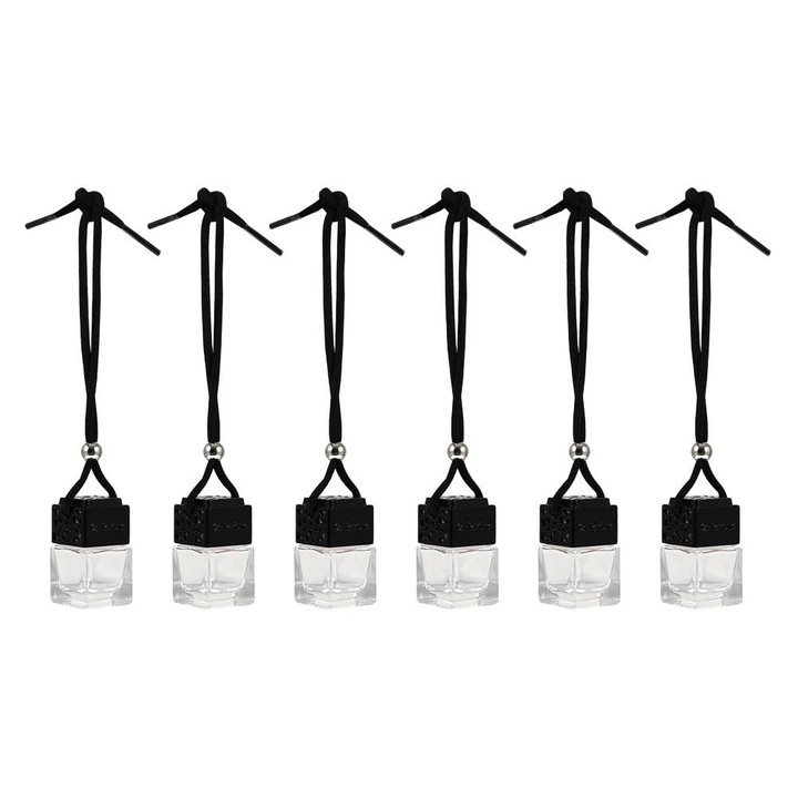 OUNONA 6 db autóillatosító diffúzor készlet, 8 ml, üveg, újratölthető, fekete és átlátszó színű