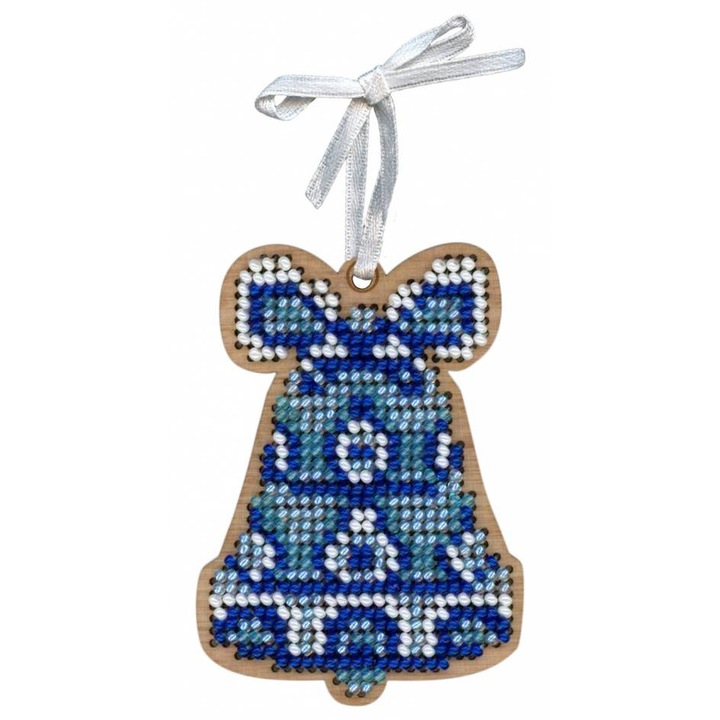 Комплект за бродиране с мъниста MP Studia "Коледен орнамент - Зимни звуци" 5x7 см