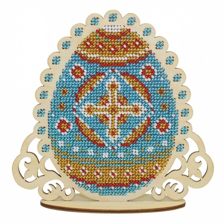 Set de broderie cu margele MP Studia "Ou de Paste albastru" 13x14 cm