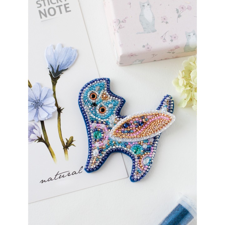 Set de broderie cu margele Abris Art "Pisica zanelor" 7.8x7.8 cm