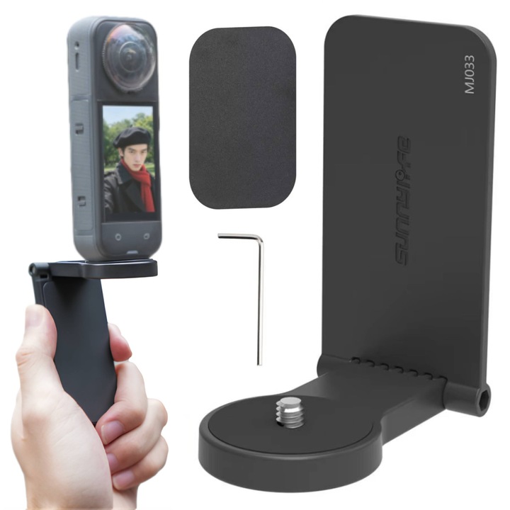 Suport magnetic rotativ cu filet, Sunnylife, 360°, 1/4", negru