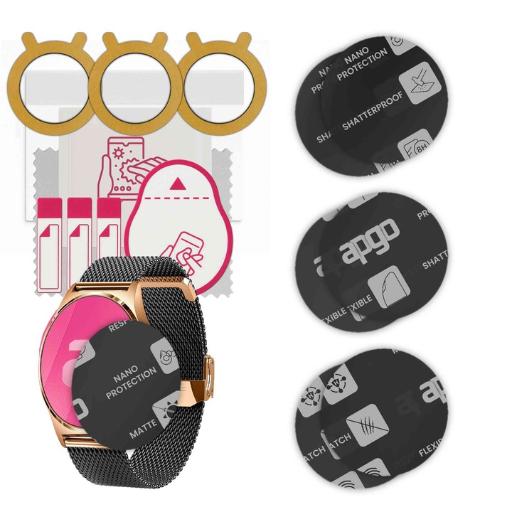 Set de 6 sticle MAT MATTE de protectie pentru ceas XCoast Qin Xc Pro – apgo, full glue, sticla hibrida, protectie pentru afisajul ceasului, anti-zgarieturi