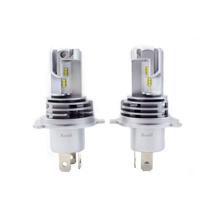 Set 2 Becuri LED H4, 5000lm, 6500K Alb Rece, 12V 24V, 50W, Plug and Play, IP67, pentru Auto, Motocicleta, Camion