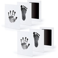 Set amprente bebelusi, Kosiil, 2 pad-uri cerneala fara cerneala, 4 carduri de amprenta, 12.5x8cm, negru