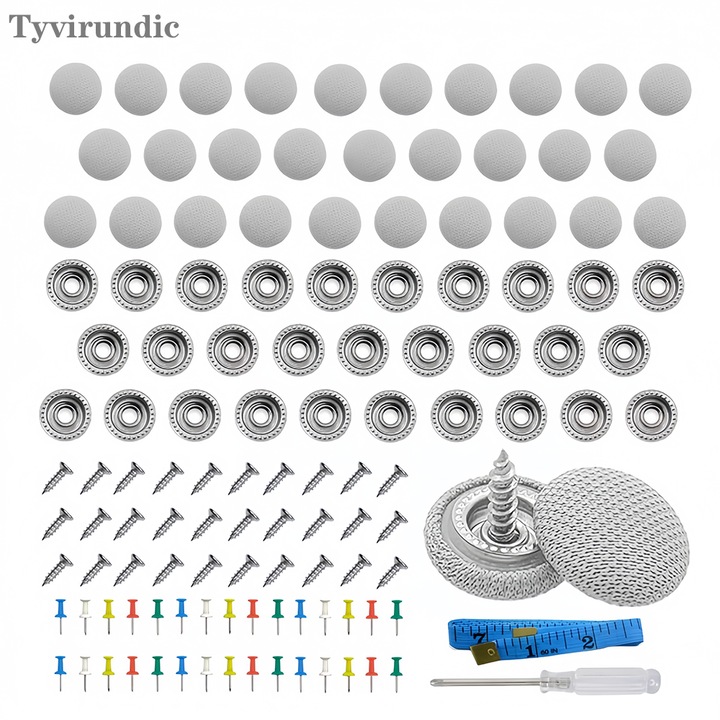 Kit Reparatie Plafon Auto Tyvirundic - 30 Piese, Gri, Compatibil cu Majoritatea Marcilor, Reparatie Rapida si Solida