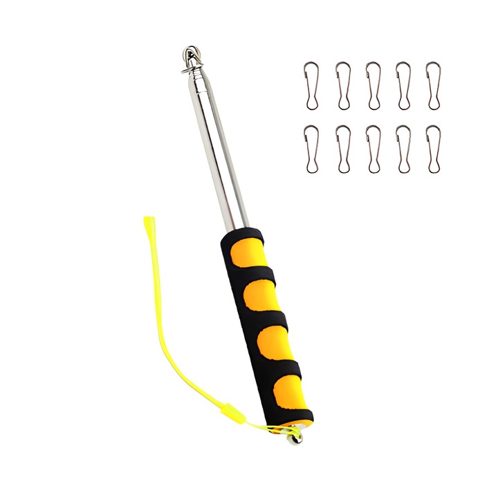 Set baston de prezentare telescopic din inoxidabil, EMO, 2 metri, galben, ergonomic