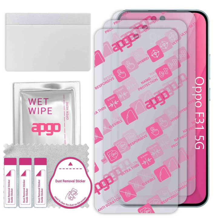 3x apgo Ultra-Clear Hybrid sticla protectoare compatibila cu Oppo F31 5G, sticla nano flexibila, inlocuire excelenta pentru sticla temperata