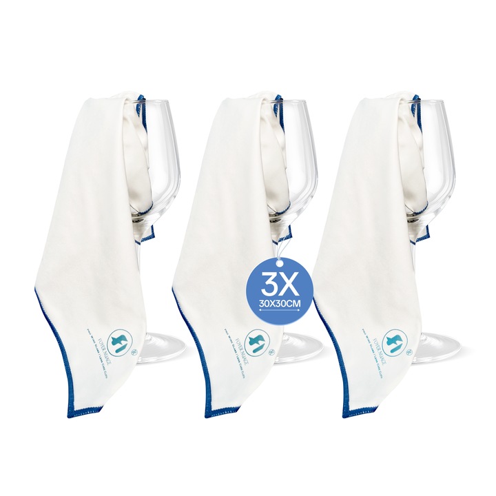 Burete de lavete din microfibra, Foyer Nuage, set de 3 bucati, 30x30cm, alb, fara scame