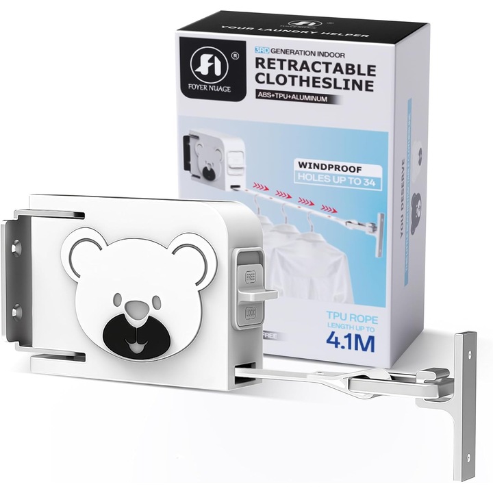Прибиращ се сушилник за дрехи Foyer Nuage 4.1м бял