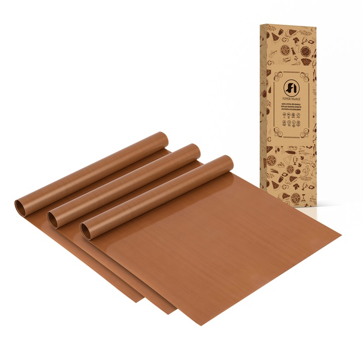 Set 3 Folii de Copt Reutilizabile Foyer Nuage, 30x40cm, Non-aderente, Rezistente la Caldura