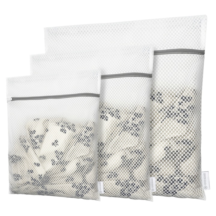 Set 3 saci pentru spalat rufe, Foyer Nuage, Plasa, Multifunctionali, 3 Dimensiuni