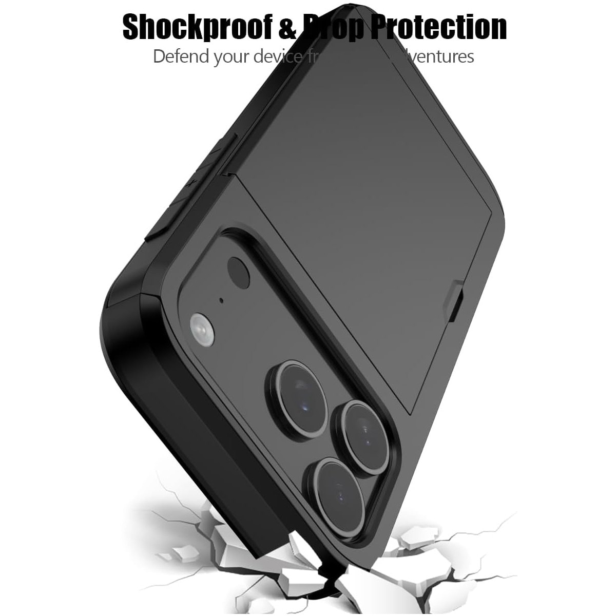 Husa telefon, XONGSOR, compatibil cu iPhone 17 Pro Max, slot ascuns pentru carduri, negru