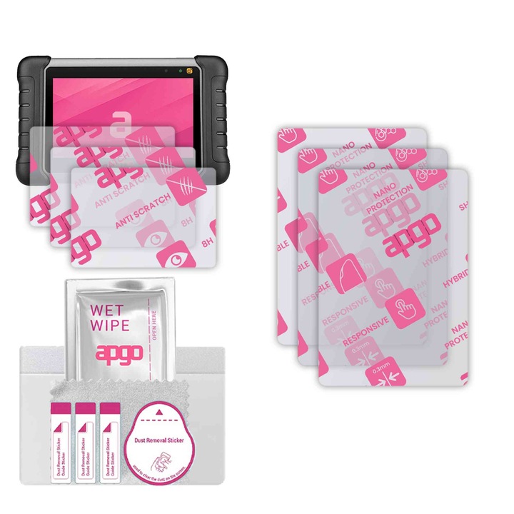 3x apgo Ultra-Clear Hybrid sticla protectoare compatibila cu Autel MaxiPRO MP808S TS, sticla nano flexibila, inlocuire excelenta pentru sticla temperata