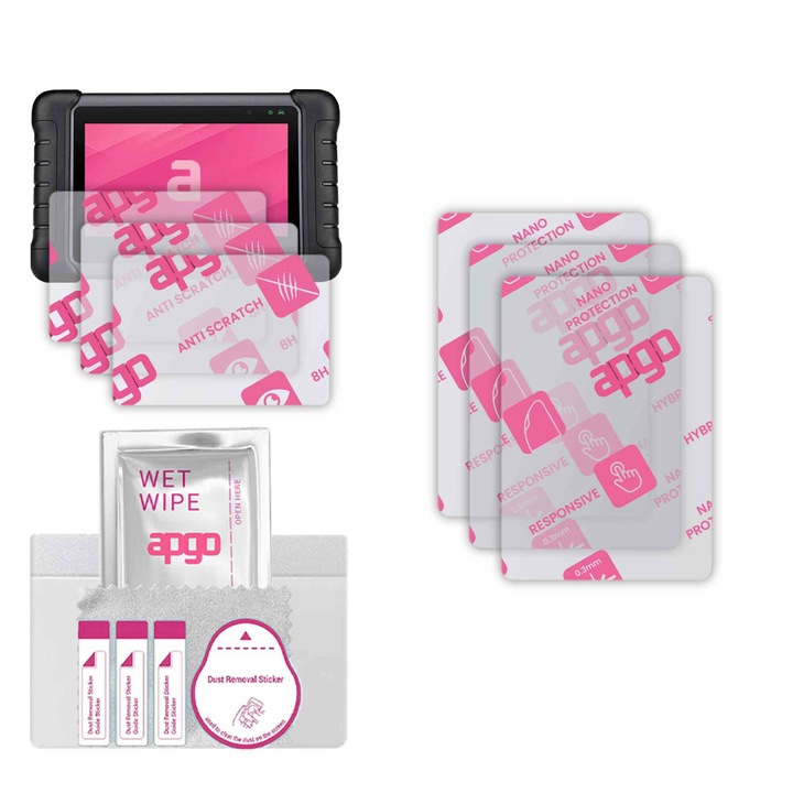 3x apgo Ultra-Clear Hybrid sticla protectoare compatibila cu Autel MAXICHECK MX808, sticla nano flexibila, inlocuire excelenta pentru sticla temperata