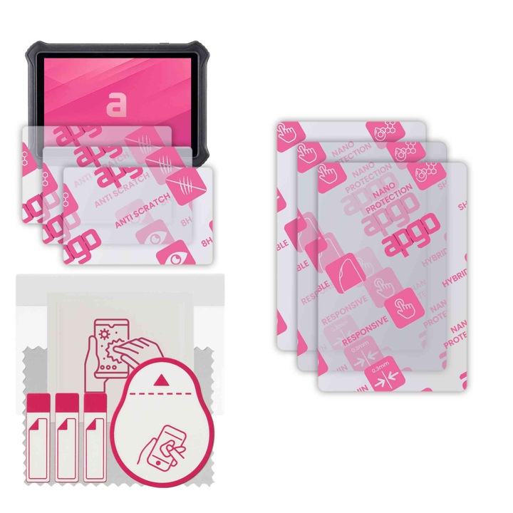 3x apgo Ultra-Clear Hybrid sticla protectoare compatibila cu Autel OTOFIX D1, sticla nano flexibila, inlocuire excelenta pentru sticla temperata