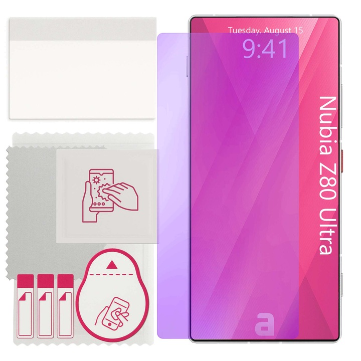 Sticla de protectie ANTI-BLUE apgo pentru Nubia Z80 Ultra – hibrid üveg, biztonsági üveg kijelzőhöz, fényes, pro flexible Hybrid Glass, 9H, full glue