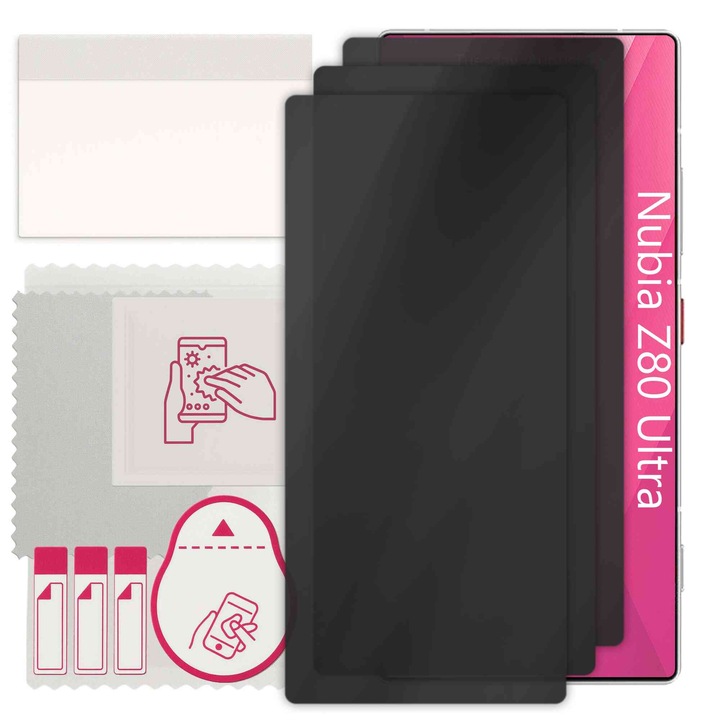 3x Sticla de protectie PRIVACY apgo pentru Nubia Z80 Ultra – sticla hibrid, full glue, flexible glass