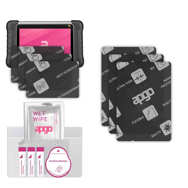 3x apgo MATTE sticla de protectie hibrida compatibila cu Autel MaxiPRO MP808S TS, sticla nano flexibila, inlocuire excellenta pentru sticla temperata