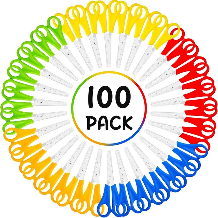 Foarfeca pentru copii, EOGRFW, set 100 buc, 5 inch, inox