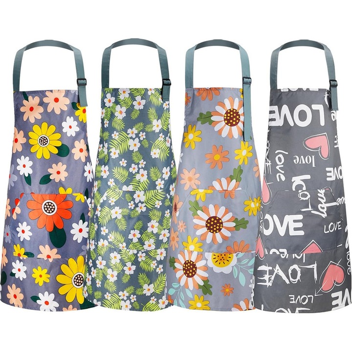 Set de 4 sorturi florale cu buzunar, EOGRFW, reglabile, multicolor