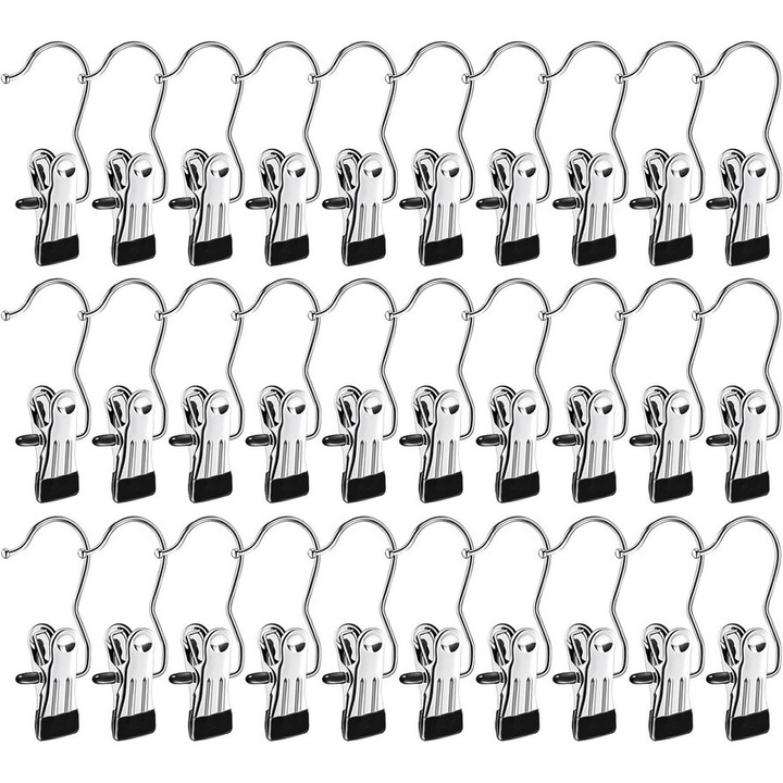 Set 30 Carlige de Rufe cu Cleme, EOGRFW, inox