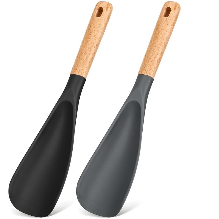 Set 2 Linguri Clasice Leccik din Silicon Mat – Gri, 30 cm, Rezistent la Caldura, Compatibile cu Masina de Spalat Vase