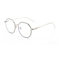 Ochelari anti-lumina albastra YX28104, rama metalica stil coreean, unisex, negru-argintiu, pentru toate fetele, ZESITH
