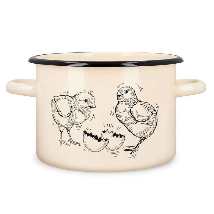 Oala, Kuketo, Otel Carbon, Acoperire Emailata, Crem, 16x11cm