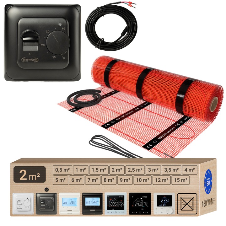 Set saltea încălzitoare Warmcoin WCM, 320W, 2.0m, termostat analogic W70 inclus