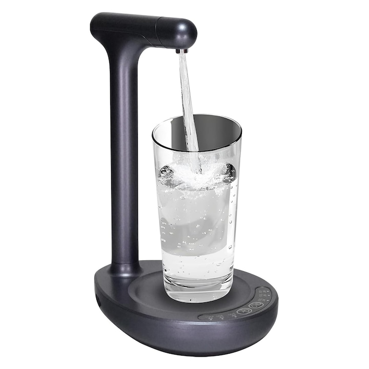 Диспенсър за вода за бюро, Axroad Mall, Електрическа помпа за бутилка с вода, Две нива на количествено изпускане на вода, USB зареждане, Бърз поток, Съвместим с бутилки за вода от 5L/11.3L/15L/17L, ABS/неръждаема стомана, ABS, Сиво-синьо