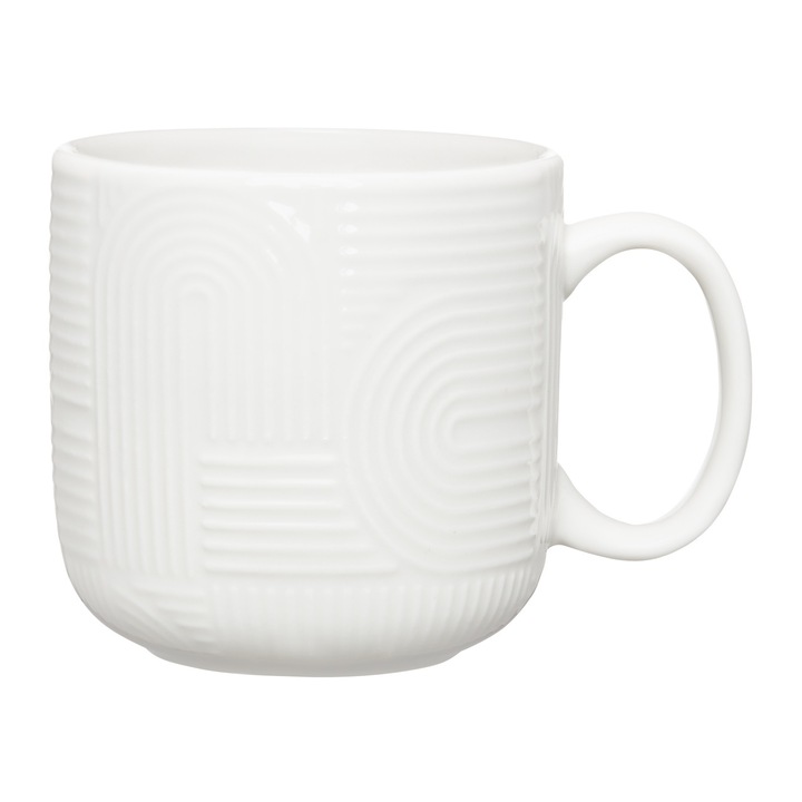 Cana Ambition Arco, portelan, alb, 390ml, design geometric