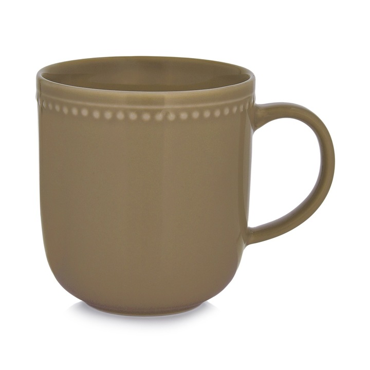 Cana Ambition Perline, 380ml, portelan, maro, decoratiune perle