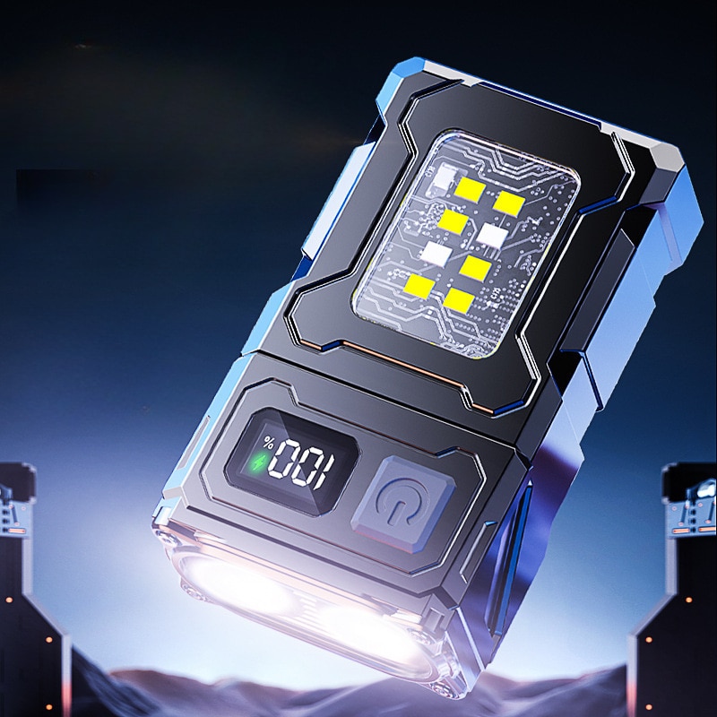 Lanterna LED, USB, lumini de avertizare rosii si albastre, pliabila la ...