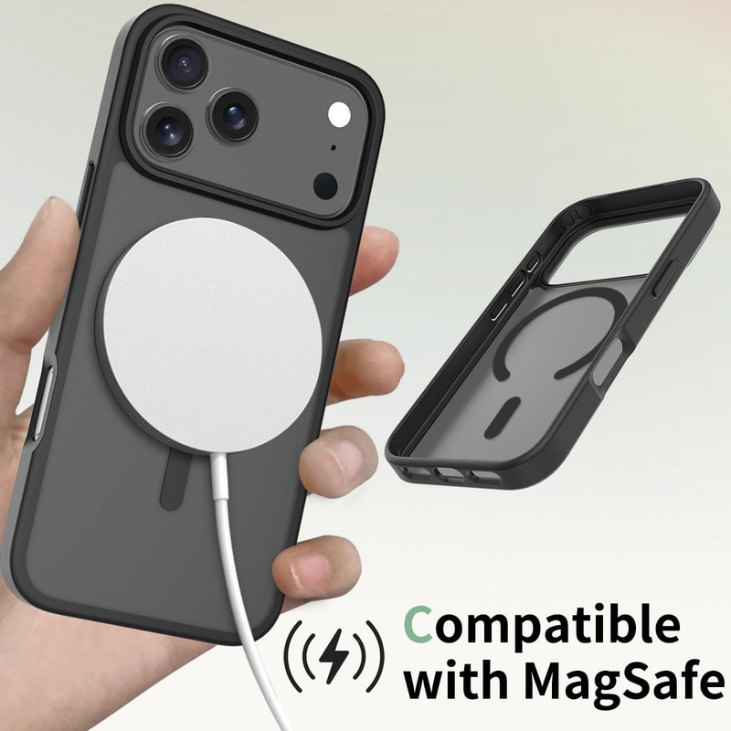 Husa de Protectie Magnetic, compatibil cu iPhone 17 pro max, 2mm ultra-subtire, Ofera protectie superioara la caderi de 1.2m, negru mat