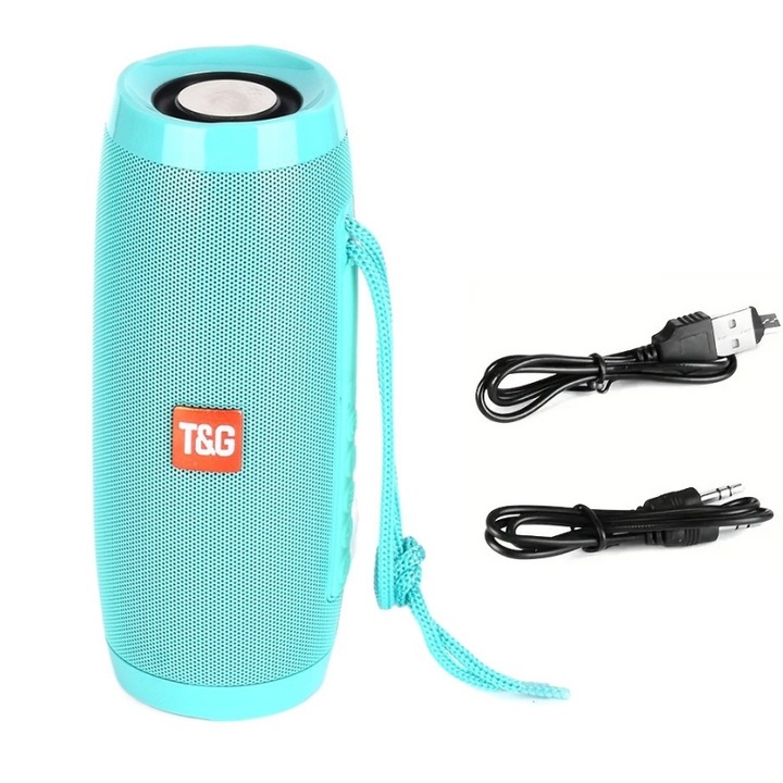 Hordozható hangszórók, Erőteljes basszus, Színes LED világítás, Hordozható, 72.6x72.9x178.7mm, Zöld