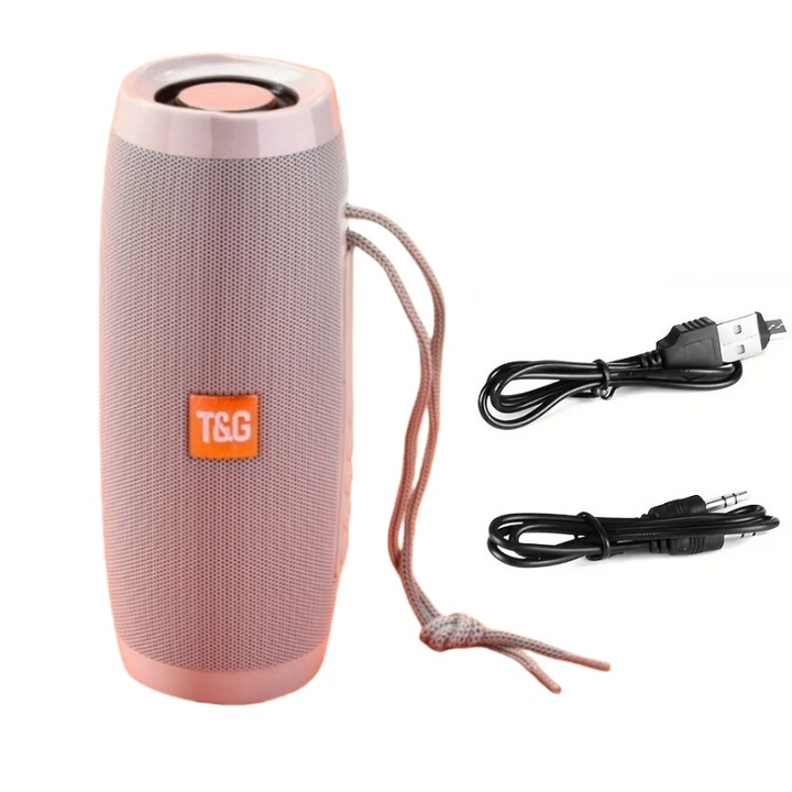 Преносими високоговорители, мощен бас, цветно LED осветление, преносим, 72.6x72.9x178.7 мм, сив