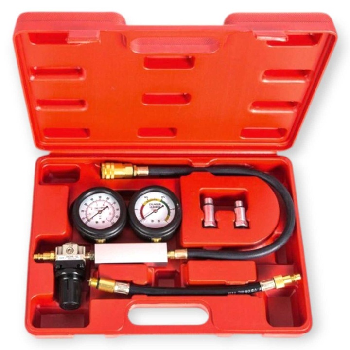 Motor Henger Szivárgásmérő Készlet, 0-7 BAR/0-100 PSI, Kétfokozatú Diagnosztika Haina HA-3101