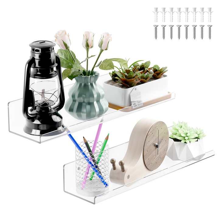 Rafturi flotante pentru copii, PAVSTINE, set de 2, 38x11x7cm, maro, rezistente la umiditate