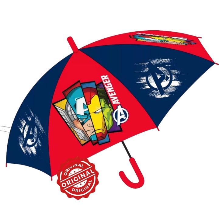 Gyermek esernyő, félautomata, Bosszúállók Hősök, Ø74 cm, 180 gr, hivatalos Marvel® licenc